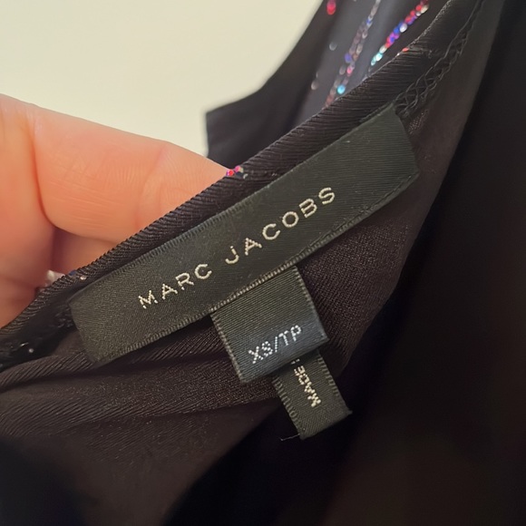 MARC JACOBS Glitter Pinstripe Dress Glitter-embellished Stretch-knit Size XS - Picture 7 of 17